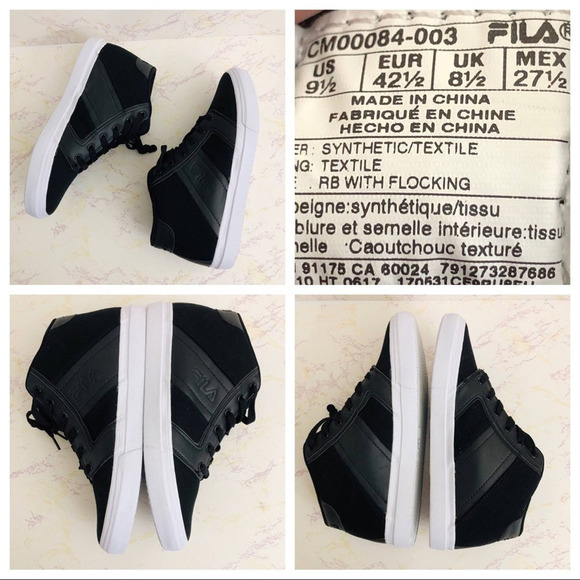 FILA Mid Top Fashion Casual Streetwear Sneakers Lace‎ Up Black - Picture 9 of 13